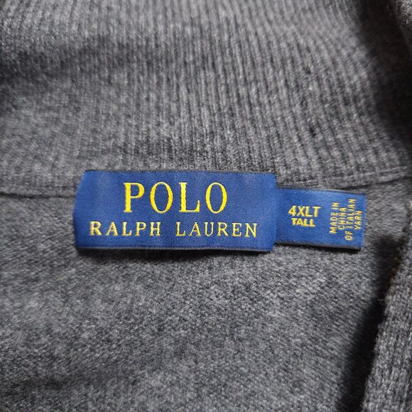 Polo Ralph Lauren 1/4 Zip Pullover Sweater Men's 4XLT Tall Gray Merino Wool - Picture 6 of 15